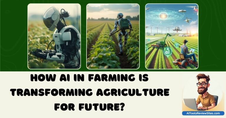 How a farmer using AI technology can monitor crops in a futuristic farm setting.